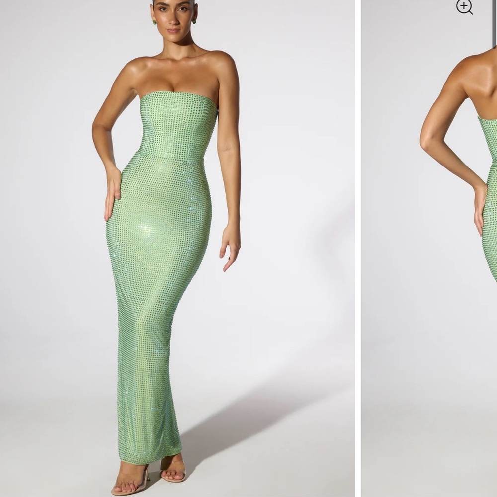Oh Polly DALEYZA  strapless embellished long green dress